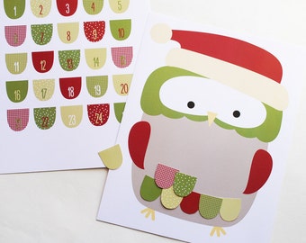 Little Owls at Christmas - Printable Advent Calendar Activity