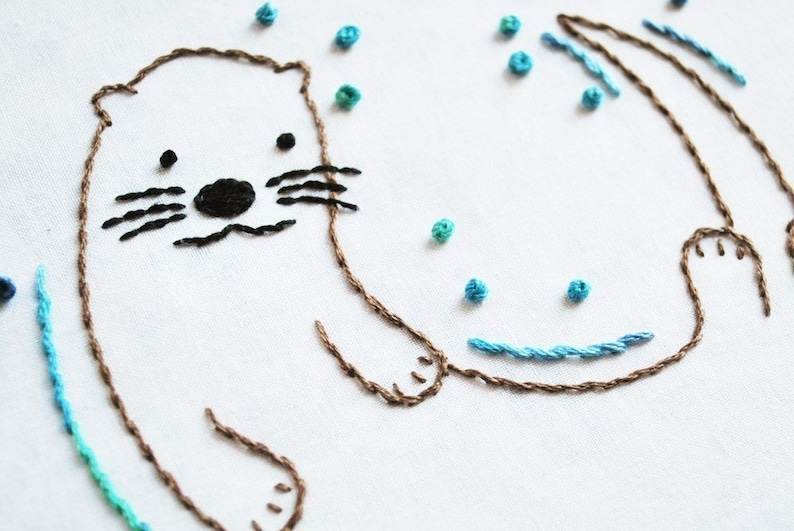 Sweet Otter Animal Embroidery Pattern image 1