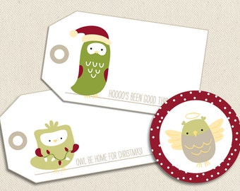 Little Owls at Christmas - Printable PDF Gift Tags