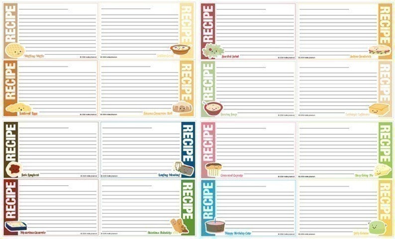 Food Friends 3x5-inch Printable Recipe Cards - Etsy
