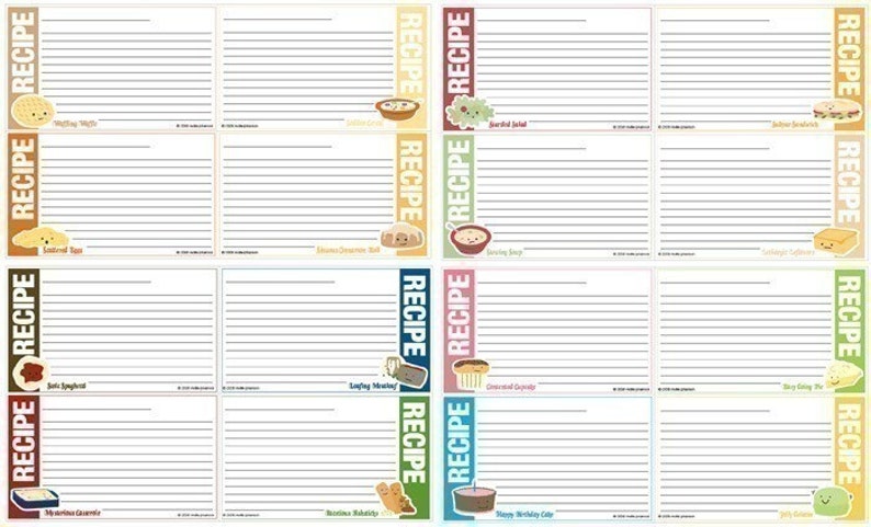 Food Friends 3x5-inch Printable Recipe Cards image 3