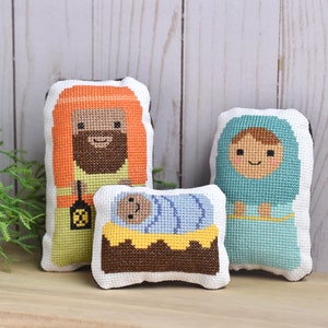 The Stable  - Nativity Figures PDF Cross Stitch Pattern + Stuffed Toy Tutorial