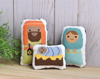 The Stable  - Nativity Figures PDF Cross Stitch Pattern + Stuffed Toy Tutorial