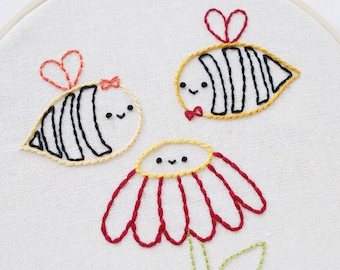 A Heart Full of Honey - Honey Bee Valentine PDF Embroidery Pattern