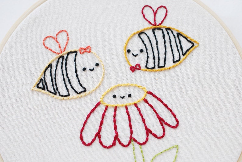 A Heart Full of Honey Honey Bee Valentine PDF Embroidery Pattern image 1