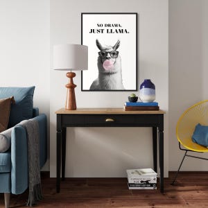 Minimalist Llama Print: Bubblegum Funny Animal Poster