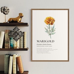Marigold October Birth Flower Print: Bold Autumn Wall Art