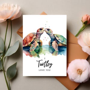 Turtle Anniversary Card Printable, Funny Love Card, Digital Turtle Card, Instant Download, Cute Couples Gift