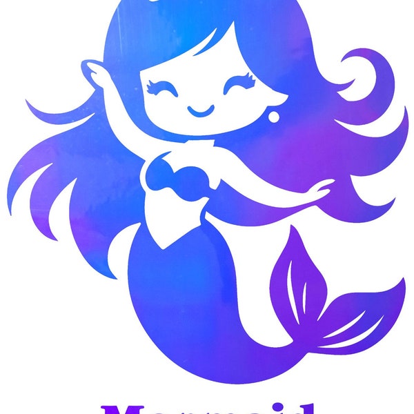 Personalized Custom Opalescent Holographic Mermaid Decal - Royal Mermaid with Crown