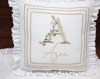 embroidery letter pillow