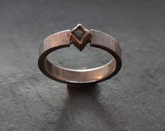 Rough diamond silver ring