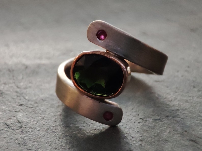 Silver, chrome tourmaline and ruby ring image 4