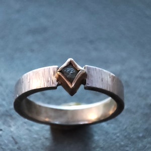 Rough diamond silver ring image 2