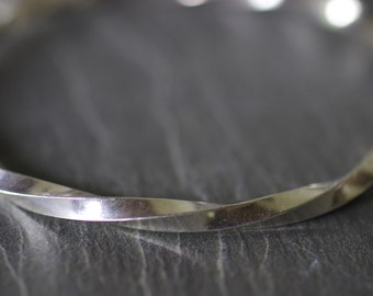 Twisted square wire sterling silver bangle