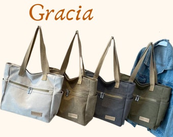 Versatile Canvas Tote Bag with Zipper: Portable Shoulder Bag for Women, Ideal for Leisure, School, and Laptop Use