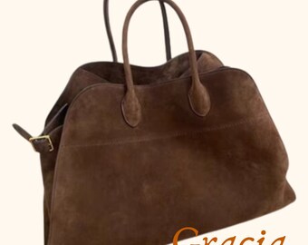 Handmade Chamois Tote Bag: Large Capacity Laptop Bag for Commuters, Business Trips, and Travel - Ideal Gif