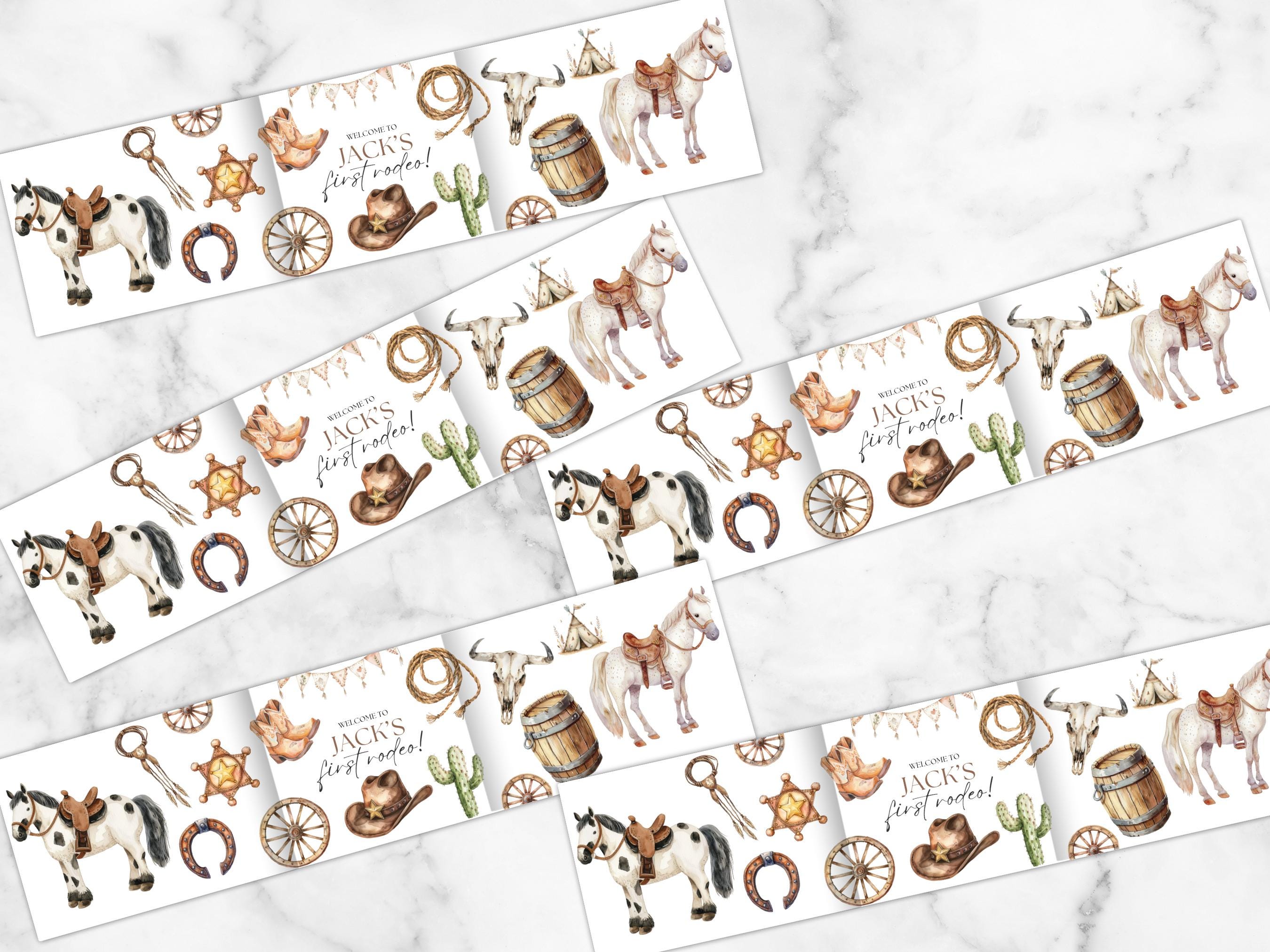 First Rodeo Drink Bottle Labels, INSTANT DOWNLOAD, Cowboy 1st Birthday ...