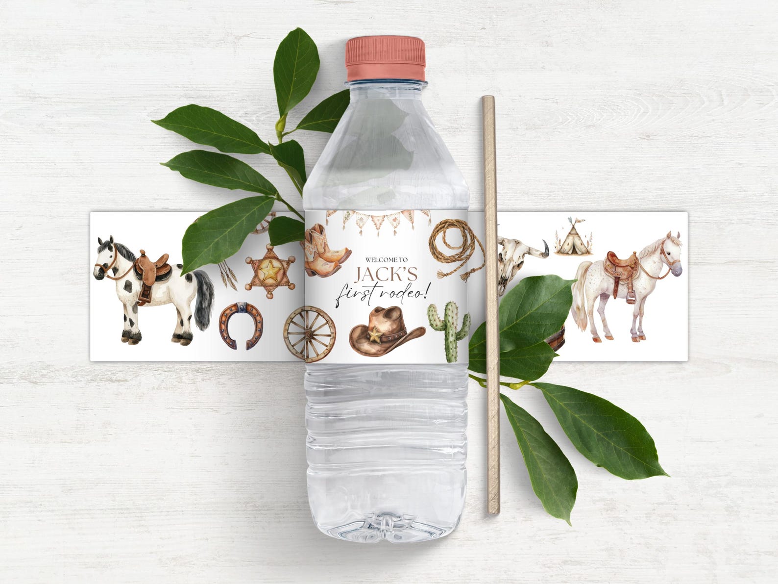 First Rodeo Drink Bottle Labels, INSTANT DOWNLOAD, Cowboy 1st Birthday ...