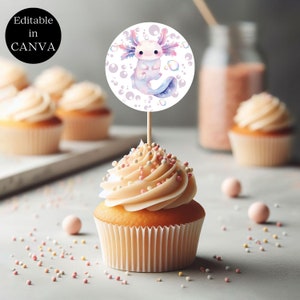 48 Pcs Axolotl Cupcake Toppers - Cute Salamander Cake Decorations For Birthday Parties & Reptile Theme Events