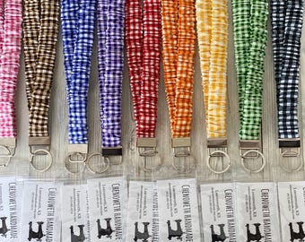 Gingham Scrunchie Lanyard/Badge Holder - With or Without a Breakaway Clasp