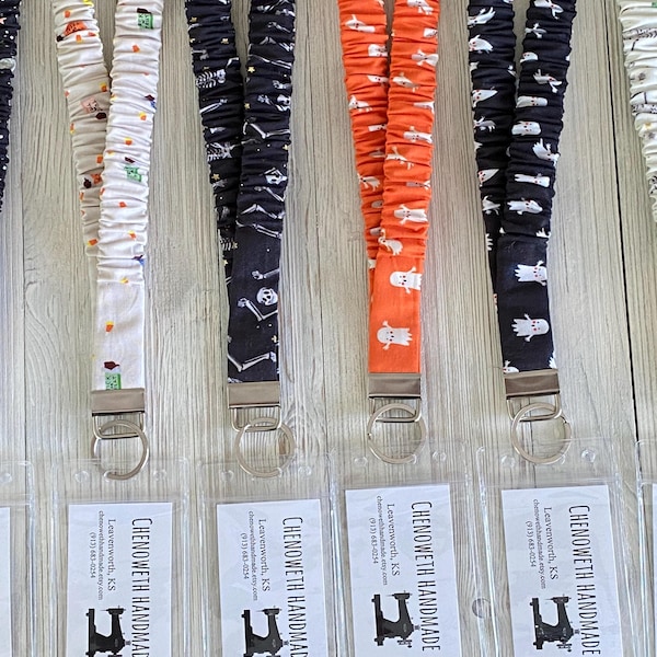 Halloween Scrunchie Lanyard/Badge Holder - Rifle Paper Co. With or Without a Breakaway Clasp - Crossbody Style Available