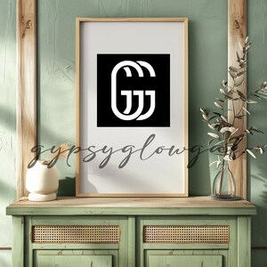 Living Room Wood Frame Mockup: Vintage Art Print (JPG)