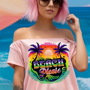 Beach Please Leopard Sunglasses PNG: Retro Summer Design (Digital Download)
