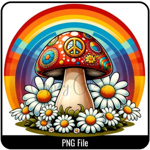 Groovy Mushroom PNG: Vibrant Hippie Clipart (Digital Download)