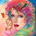 Large Signed Fairy Goddess Gaia Unique Hand Embellished OOAK Canvas Print B. K . Lusk