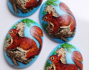 4 Handmade Squirrel Cameos 25x18 mm