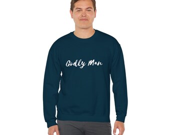 Godly man, Christian sweatshirt, Faith, Unisex Heavy Blend™ Crewneck Sweatshirt,, affirmations, bible verse, casual, faith, religion