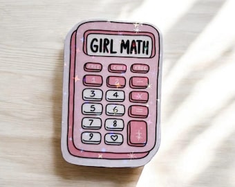 Girl math calculator sticker - holographic stars iconic sticker for laptop, computer, book, aesthetics, office or give as gift / present.