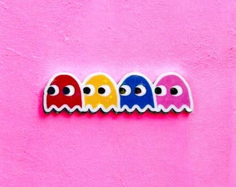 Multicoloured ghosts gaming game holographic stars iconic sticker for laptop,computer,book, aesthetics, house, office or a as gift/ present.