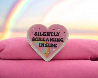 Silently screaming inside sticker - holographic stars iconic sticker for lapto, book, office or give as gift / present