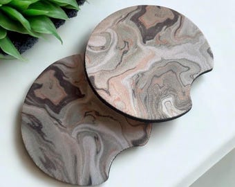 Grey and pink marble design car coasters - Set of 2. Car accessories. Perfect way to make any vehicle look great! A brilliant gift /present