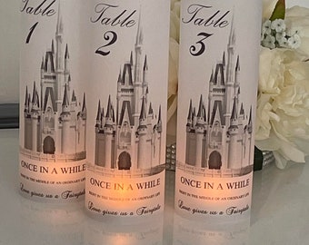 Set Of 10/15/20 Cinderella Castle Wedding Luminaries Table Numbers/Lanterns/Luminary/Candle Wraps