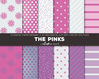 The Pinks Digital Papers • 12 Hi-Res Print Designs • 12" x 12" Backgrounds • Commercial & Personal Use • Instant Art Downloads