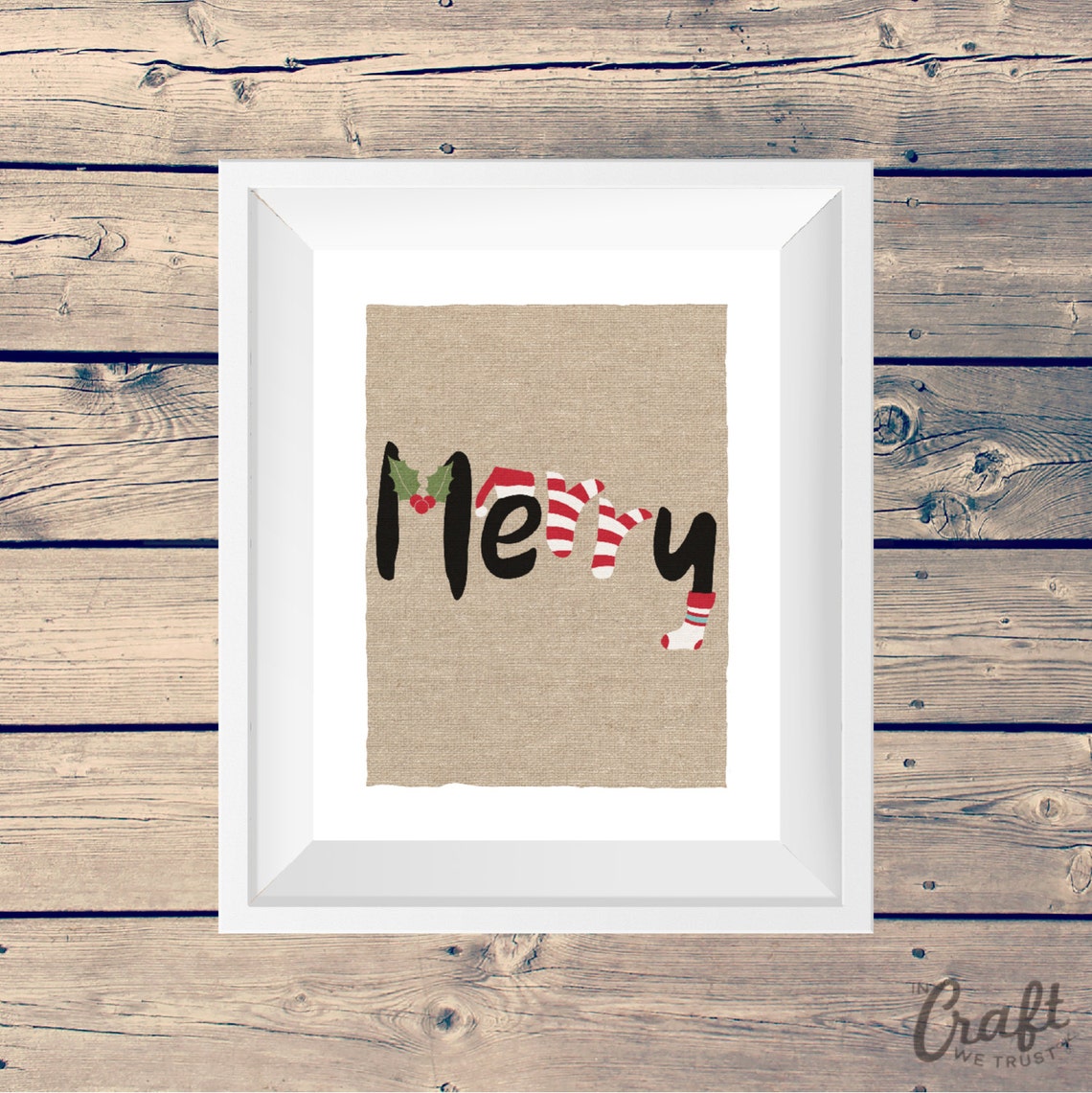 Merry Printable Digital Artwork Print Christmas Holiday Instant ...