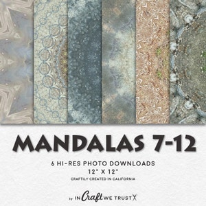 MANDALAS 7-12 Hi-Res Circular Pattern Backgrounds Printable Digital Paper Set Instant Download image 1