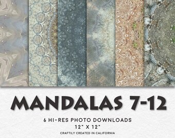 MANDALAS 7-12 Hi-Res Circular Pattern Backgrounds • Printable Digital Paper Set • Instant Download