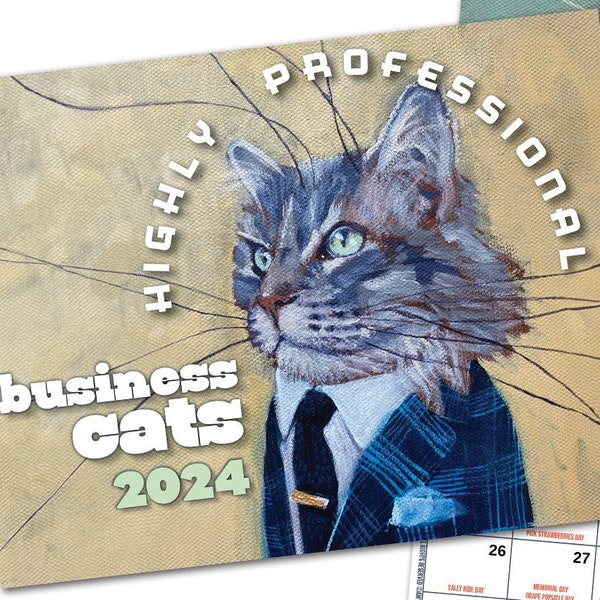 Calendrier mural 2024 avec chats d'affaires