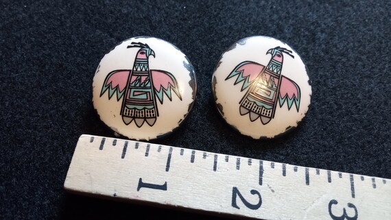 Vintage Southwest Ceramic Thunderbird Earrings - image 2