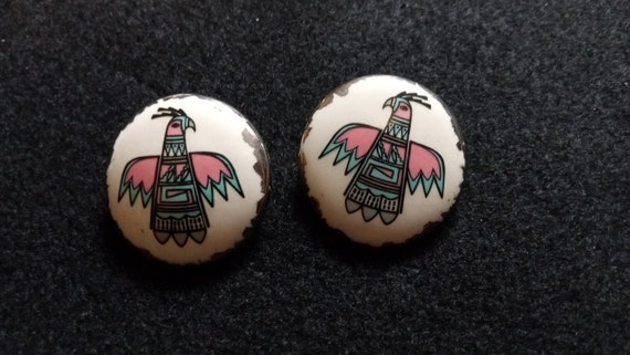Vintage Southwest Ceramic Thunderbird Earrings - image 1