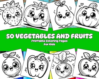 Fruits & Vegetables Coloring Pages – 50 Kids Activity Sheets (Printable PDF)