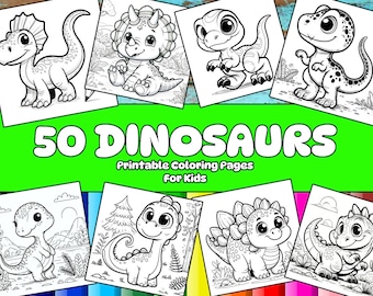50 Cute Dinosaur Coloring Pages – Kids Printables (PDF & JPG)