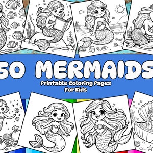 Coloring pages for kids - 50 Cute Mermaid, Mermaid Coloring Pages, Mermaid Printables ,Printable Mermaid Coloring Pages for Girls