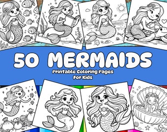 Coloring pages for kids - 50 Cute Mermaid, Mermaid Coloring Pages, Mermaid Printables ,Printable Mermaid Coloring Pages for Girls