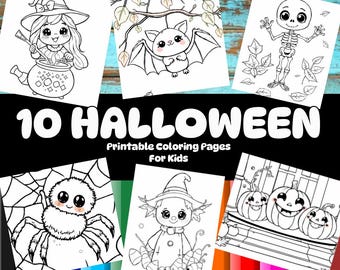 10 Pages de Coloriage Halloween pour Enfants – Activité Halloween à Imprimer (PDF)