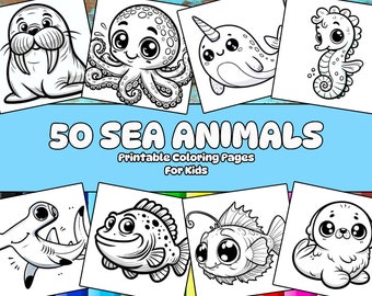 Sea Animals Coloring Pages for Kids – 50 Cute Printables (PDF/JPG)