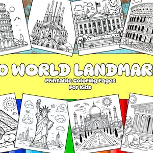 Coloriages pour enfants et adultes - 50 monuments du monde, monuments célèbres, monuments internationaux et bâtiments emblématiques